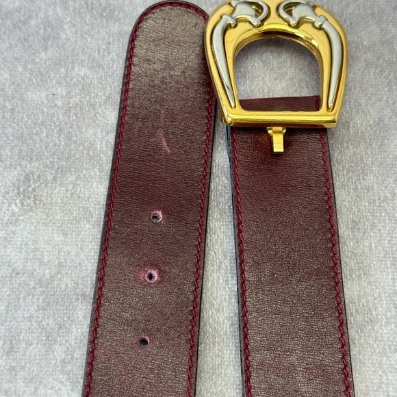 Gucci Vintage Reversible Leather Belt Dual Tone Buckle Small 2/4 - Picture 9 of 12